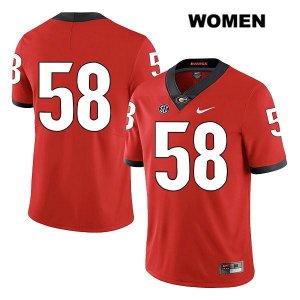 Women's Georgia Bulldogs NCAA #58 Hayden Rubin Nike Stitched Red Legend Authentic No Name College Football Jersey XCD4754IO
